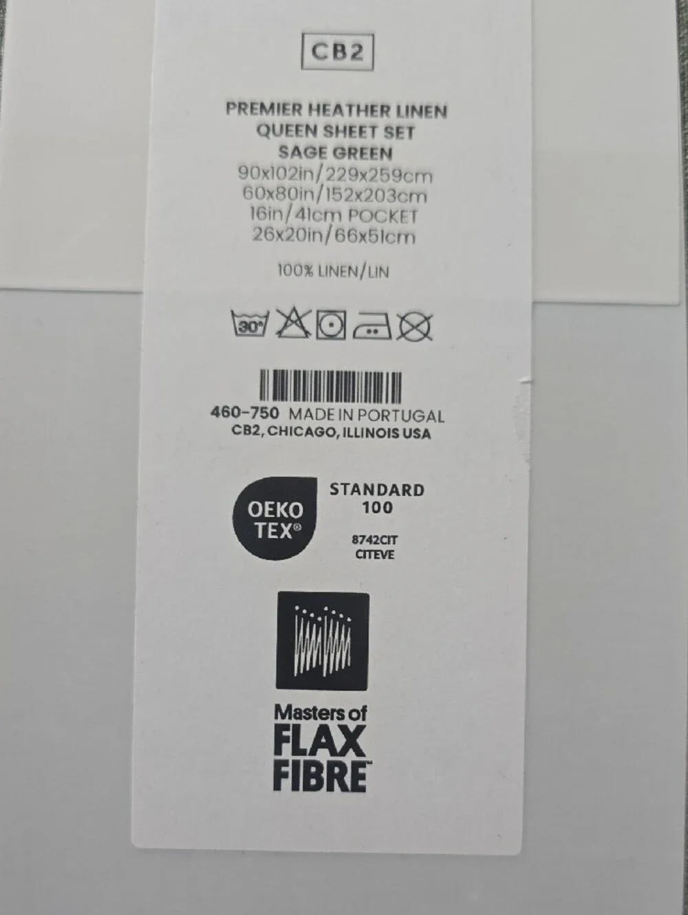 Premier Sage Green EUROPEAN FLAX™-Certified Heathered Linen Queen Sheet Set